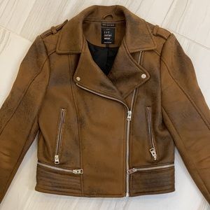 Zara faux leather vintage-looking biker jacket